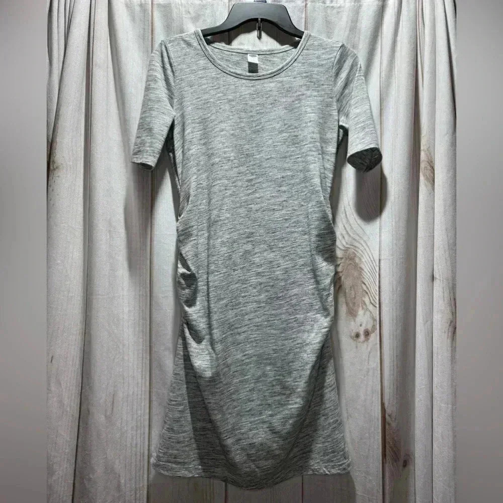Old Navy Maternity Dress Heather Gray Short Sleeve Ruched Sides Size‎ XS
